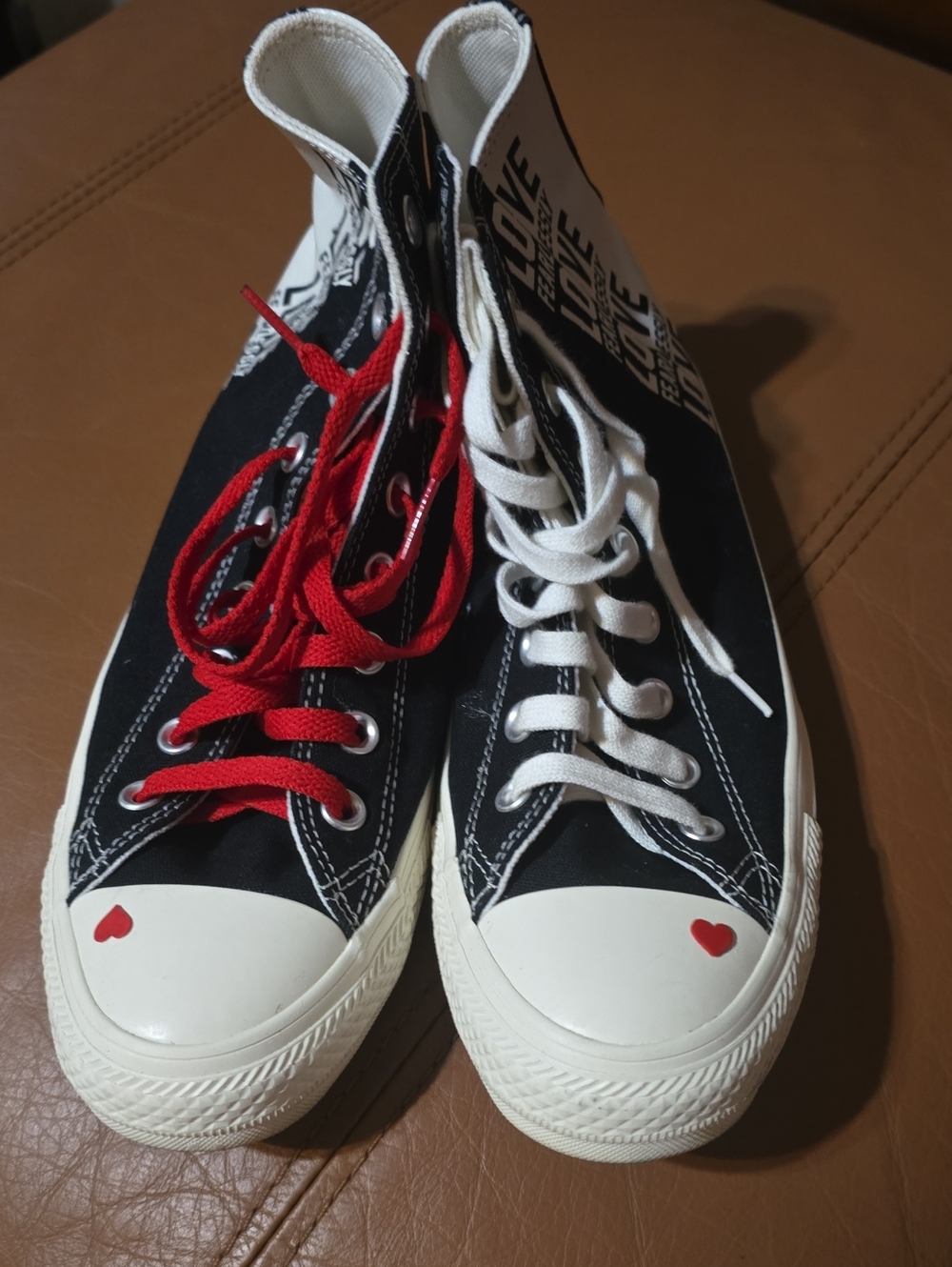 Converse Black & White High-Top Canvas Sneaker with "Love Fearlessly" Print